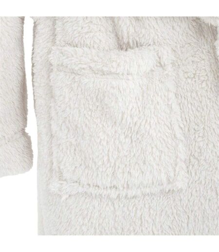 Womens/ladies Fleece Hooded Long-sleeved Robe Grey Linea