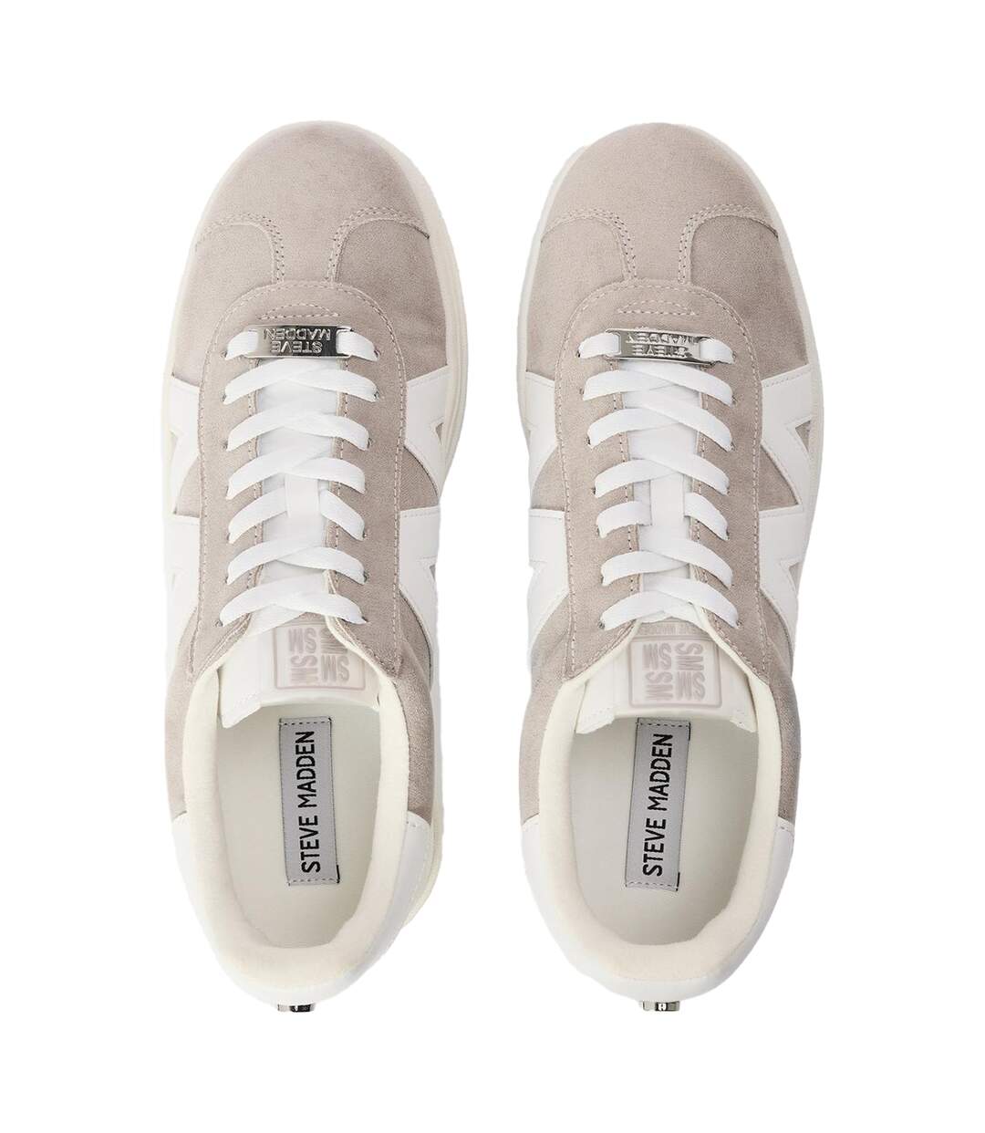 Womens/ladies Opponent Leather Trainers Grey Steve Madden-3