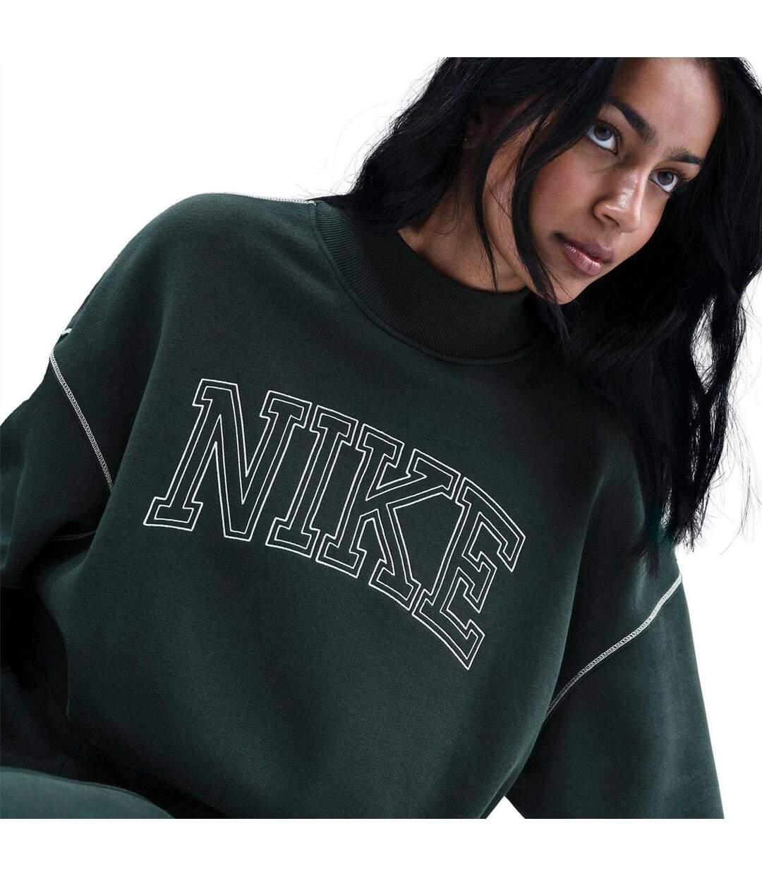 Womens/ladies Phoenix Speed Embroidered Logo Sweatshirt Seaweed Nike-4