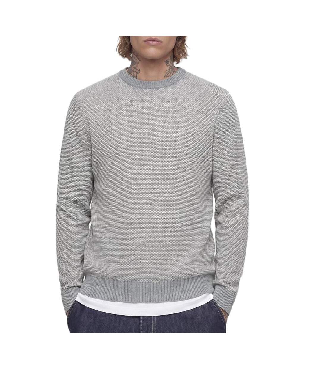 Pull gris homme jack & jones globe knit-1