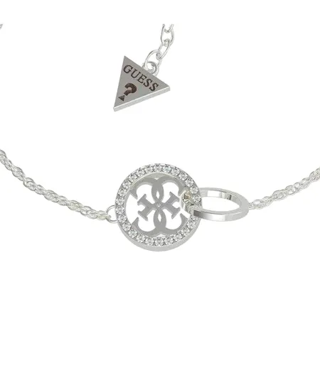 Rhodium Plated Circular Bracelet One Size Silver Guess