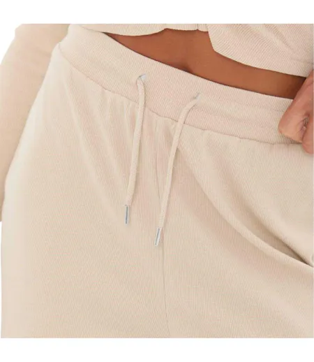 Womens/ladies Ribbed Wide Leg Sweatpants Stone I Saw It First