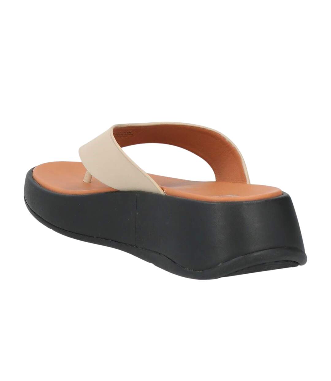 Womens/ladies F-mode Luxe Leather Flatform Sandals Beige FitFlop-2