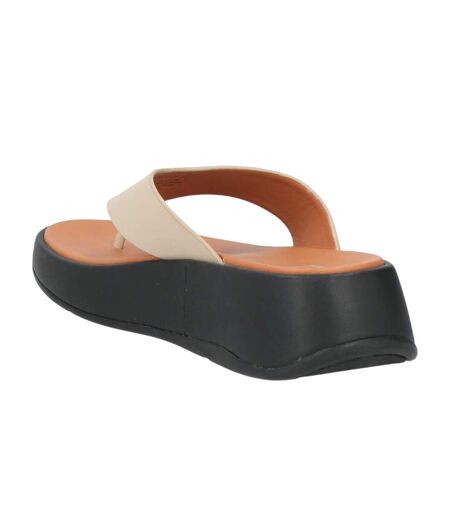 Womens/ladies F-mode Luxe Leather Flatform Sandals Beige FitFlop