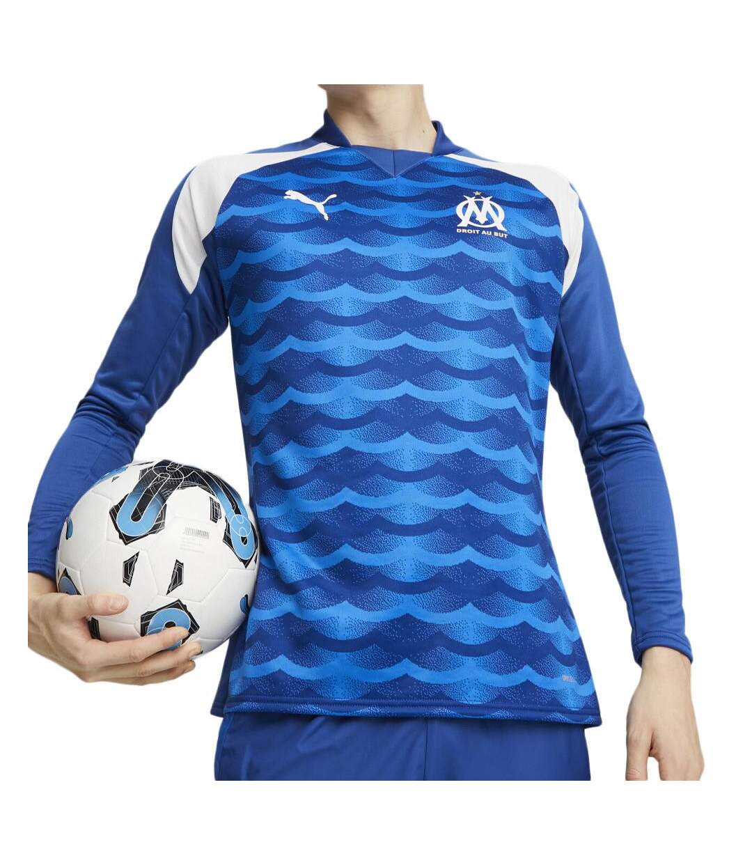 OM Maillot Prématch manches longues Bleu Homme Puma 2023/24 - L-1