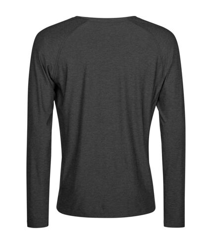 Tee Jays Mens CoolDry Long-Sleeved Crop T-Shirt (Black Melange)