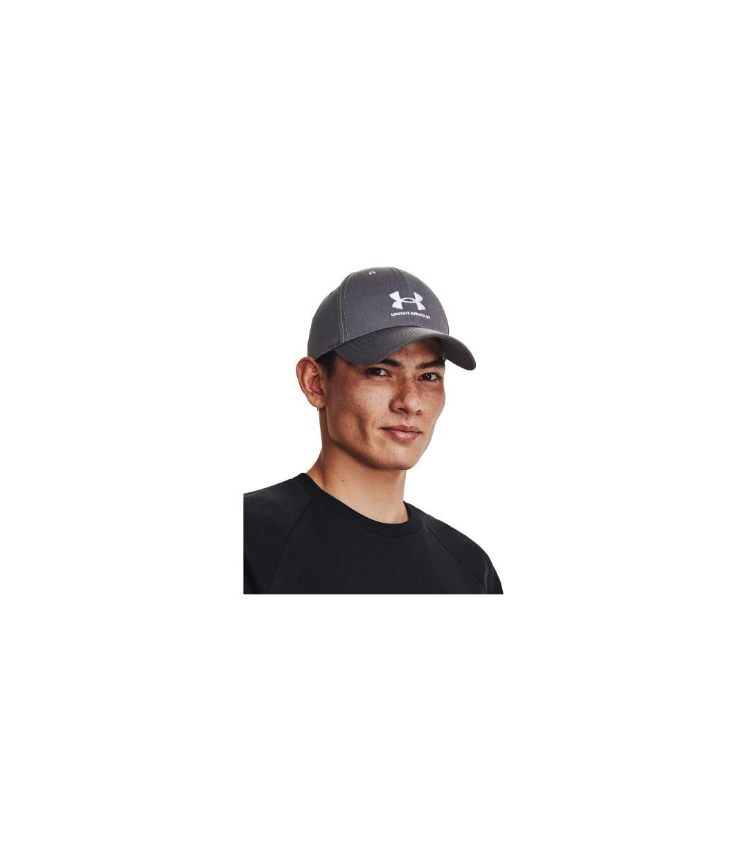 Mens Lockup Dad Hat Grey Under Armour-1