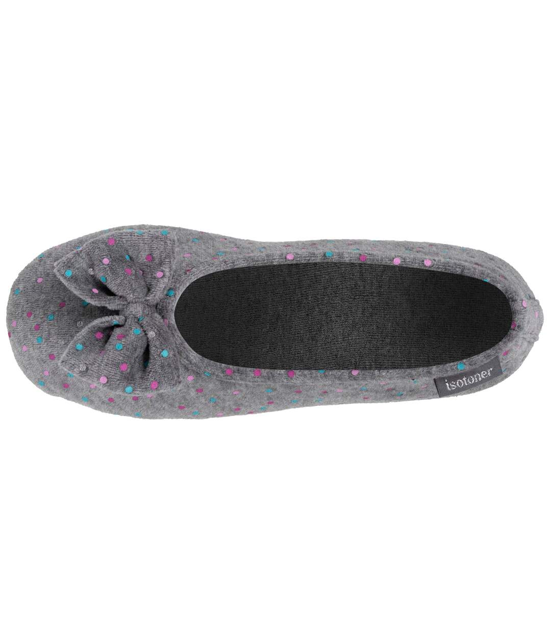 Isotoner Chaussons Ballerines femme velours semelle ultra souple mousse à mémoire forme-3