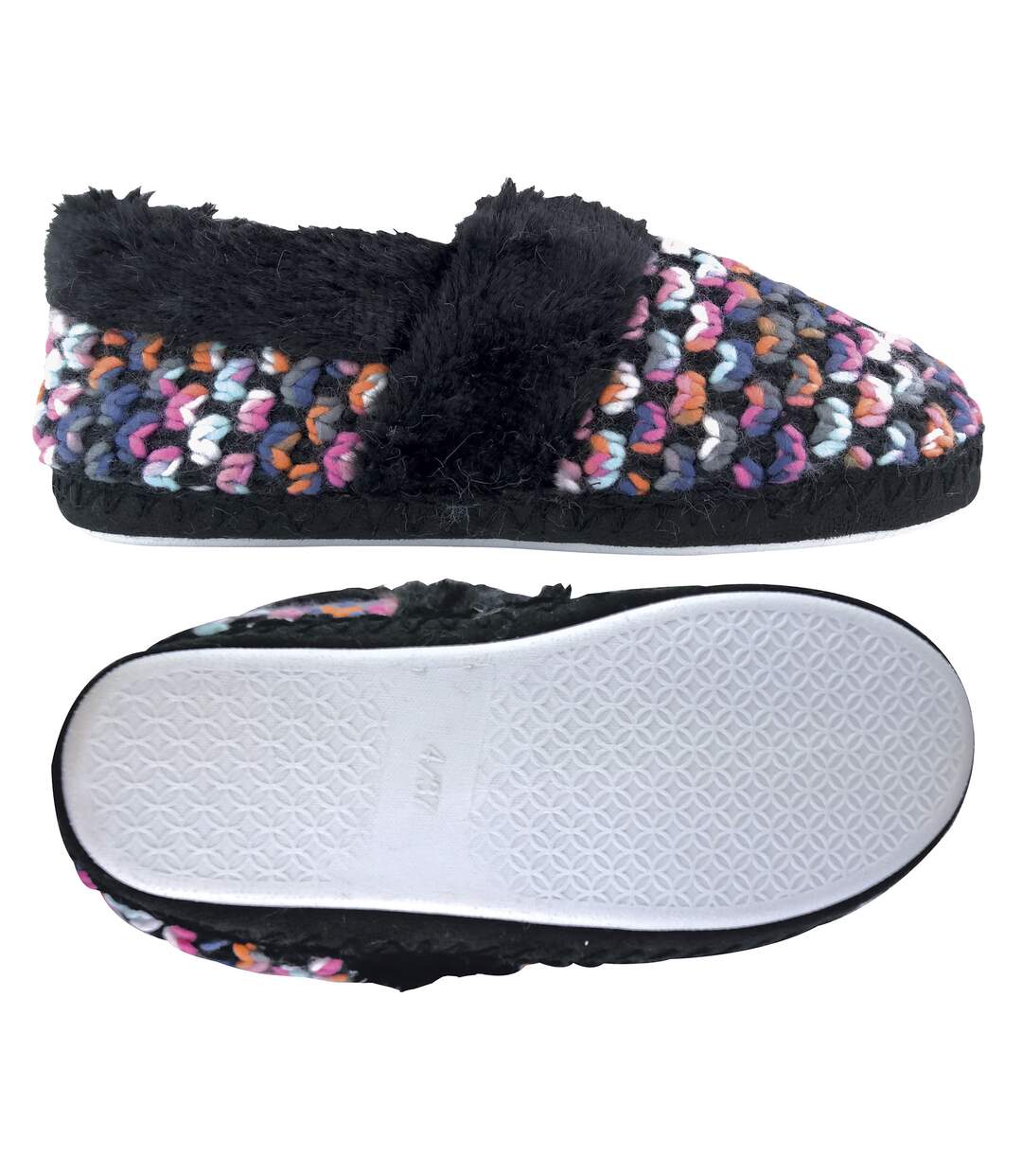 Ladies Cute Plush Winter Knitted House Slippers-5