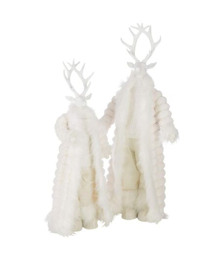 Statue Cerf Debout Manteau 76cm Blanc
