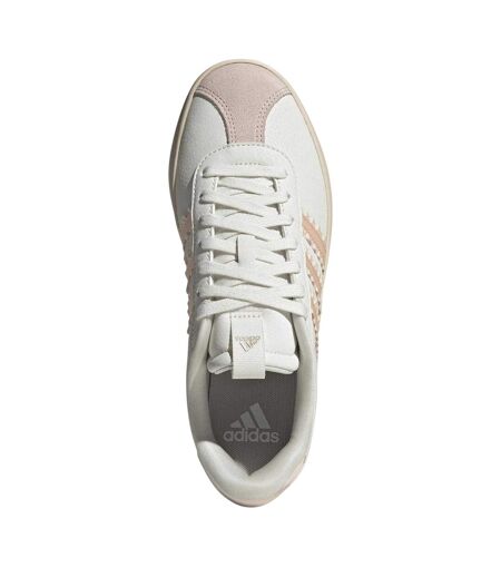 Womens/ladies Vl Court 3.0 Suede Trainers White Pink Metallic Adidas