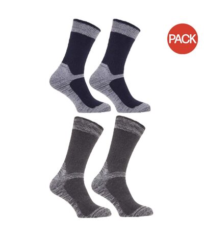 Lot de 4 Chaussettes renforcées pour bottes de travail paires homme bleu marine/gris Universal Textiles