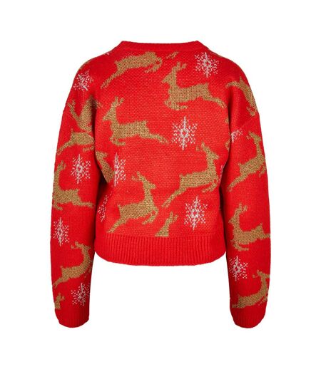Cardigan Manches Longues Noël Femme Rouge Doré Urban Classics