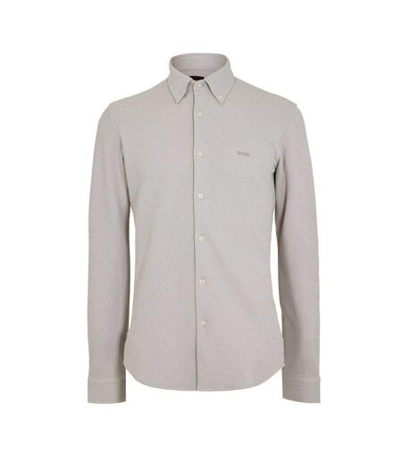 Mens Embroidered Logo Collared Shirt Grey Boss