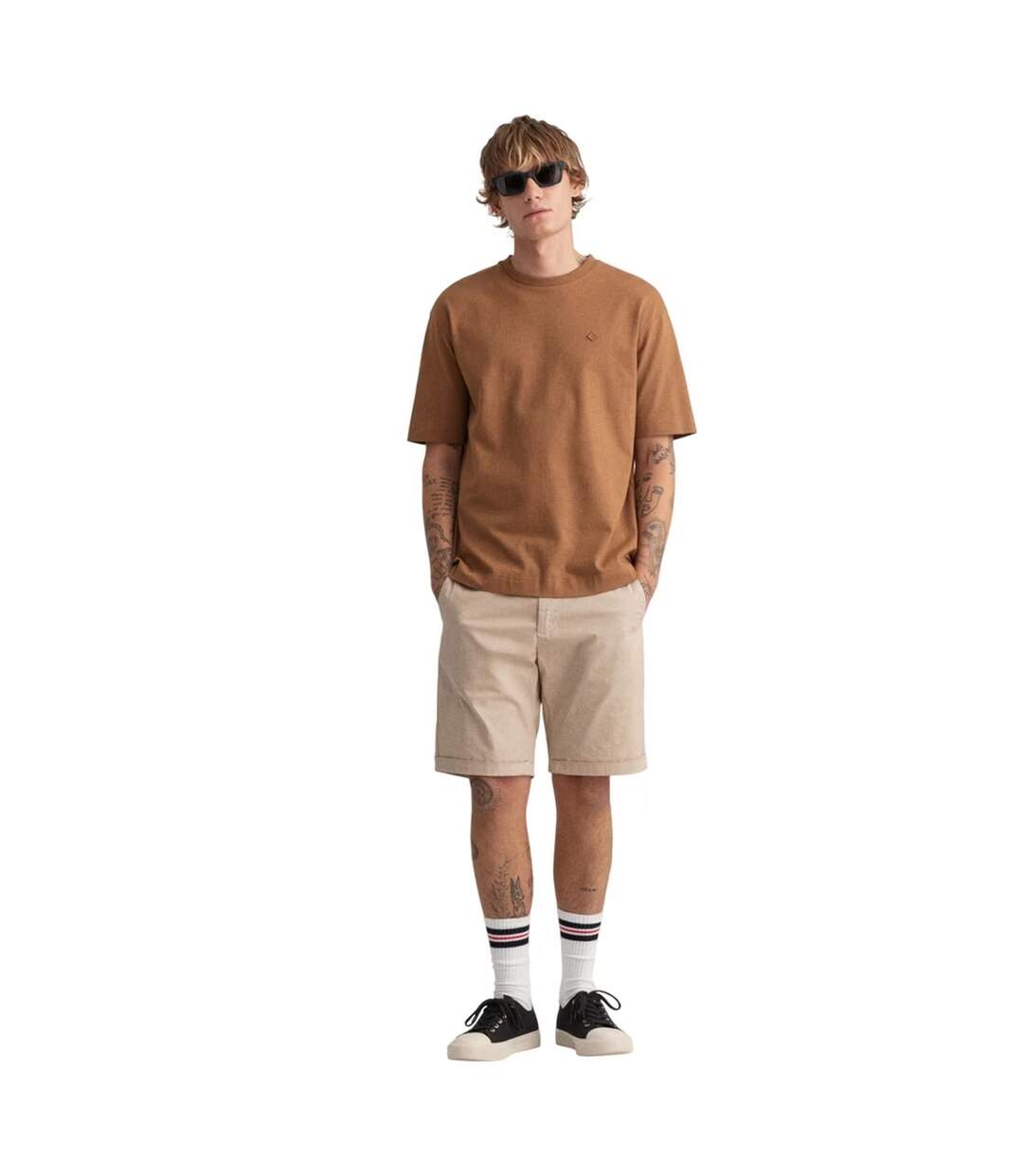 Mens Sun Faded Relaxed Fit Cargo Shorts Sand Gant-4