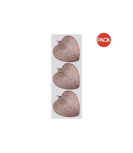 Pack of 3  Glitter hearts bauble  9cm navy Davies Products