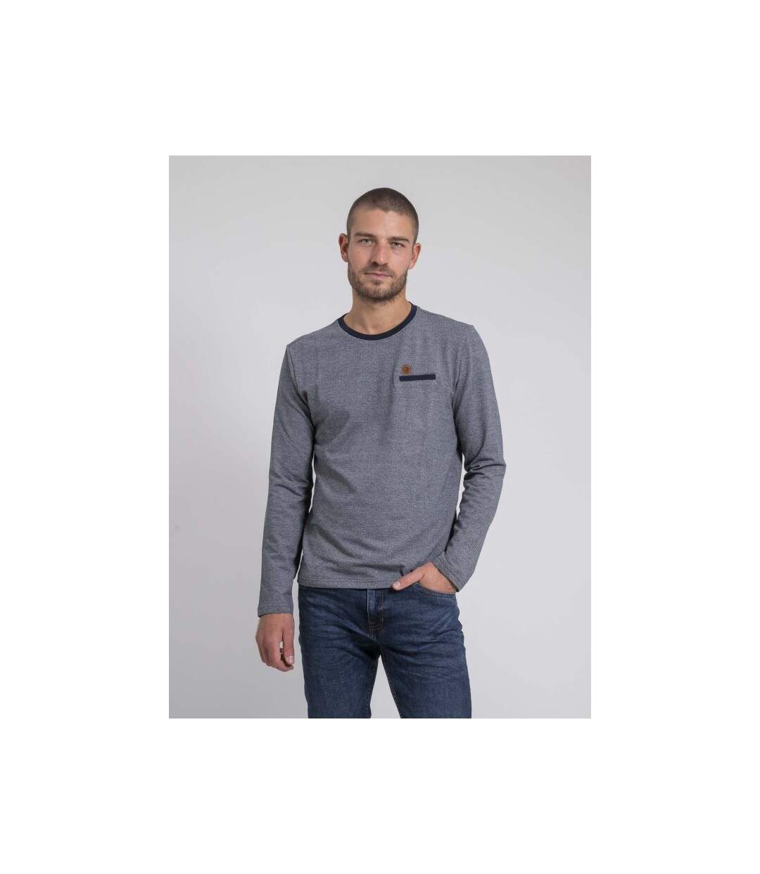 T-shirt manches longues col rond pur coton JARAMOJI-1