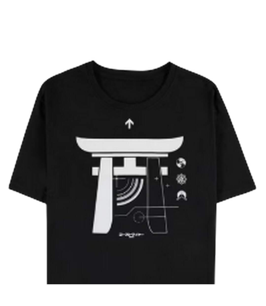 Mens Graphic Print Cotton T-shirt Black Ghostwire: Tokyo-3
