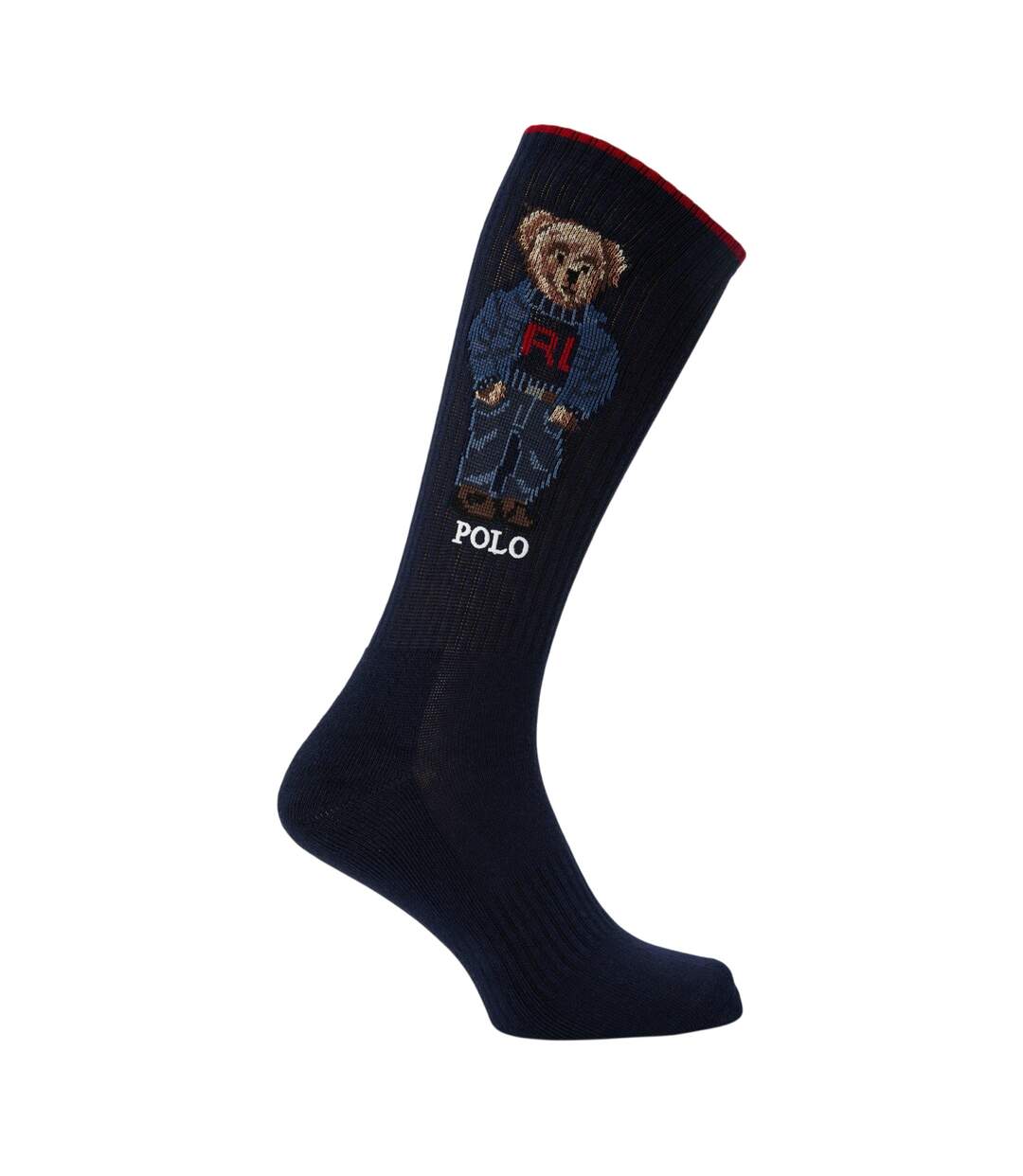 Lot De 2  Chaussettes Motif/style Ours Adulte Bleu Marine Blanc Ralph Lauren-2