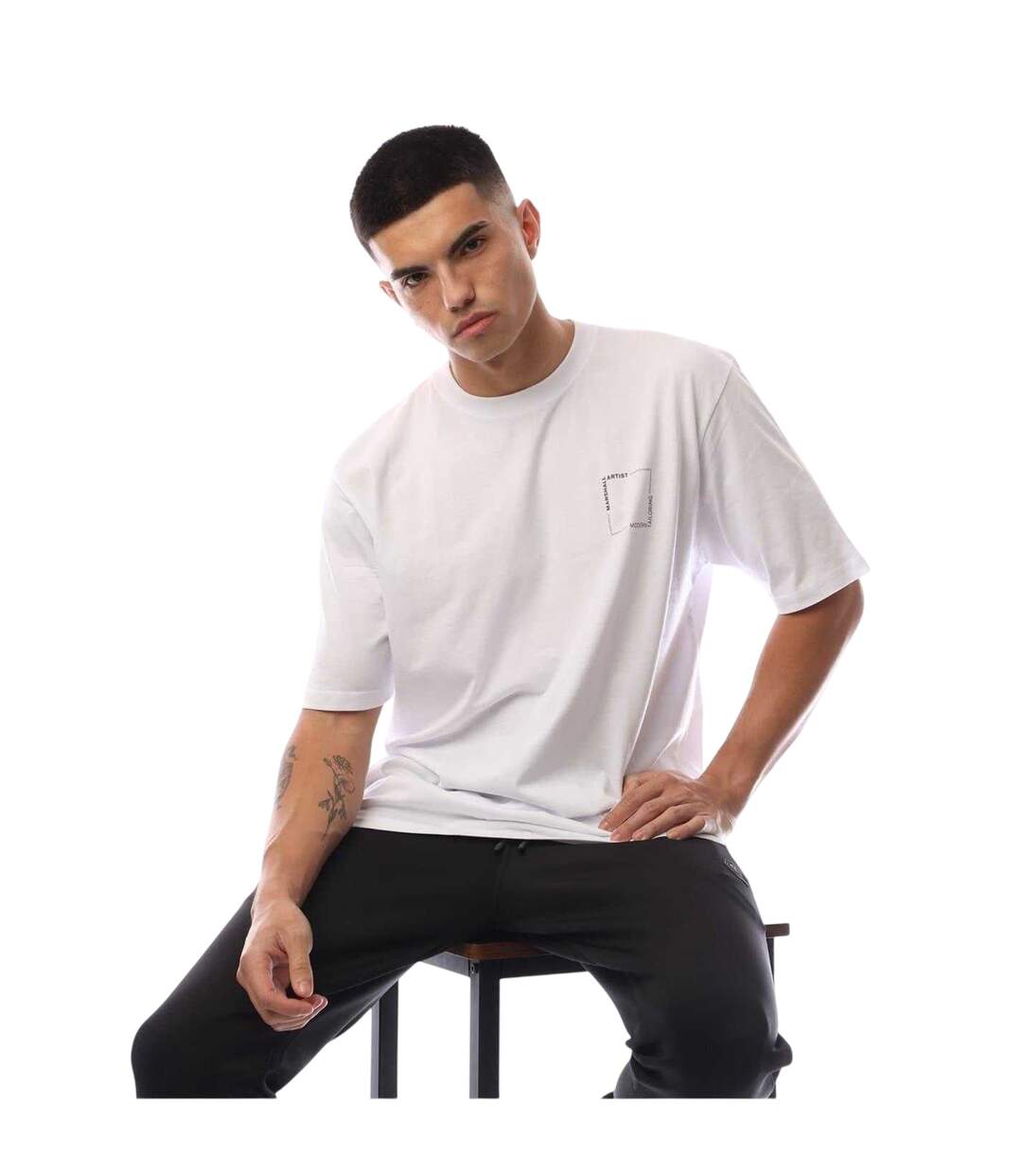 T-shirt Motif/style Chevron Homme Kaki Marshall Artist-4