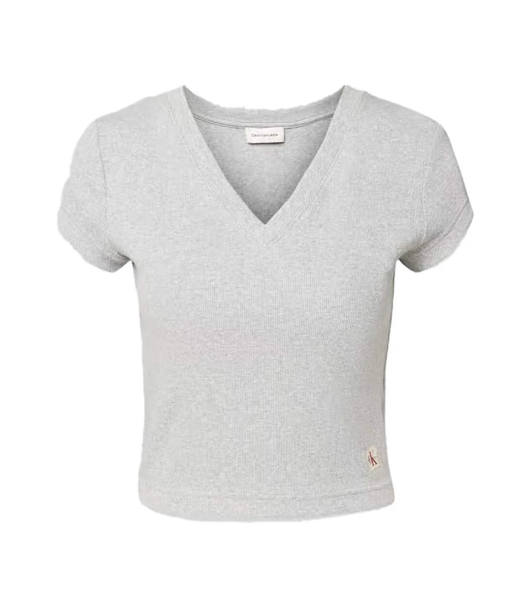 T-Shirt gris femme calvin klein jeans label ri-cloud-2