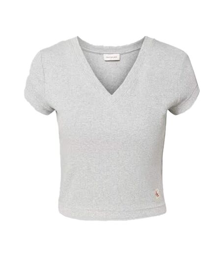 T-Shirt gris femme calvin klein jeans label ri-cloud