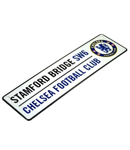 Chelsea FC Plaque de rue suspendue en métal embossé 3D Official Football (Blanc / noir / bleu) (One Size) - UTBS634