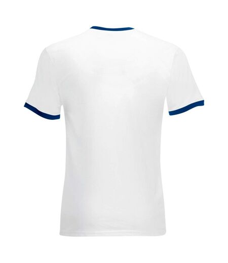 Fruit Of The Loom Mens Ringer Short Sleeve T-Shirt (White/Royal Blue) - UTBC342