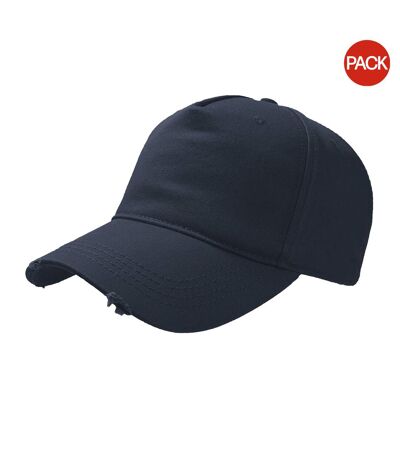 Atlantis Cargo Weathered Visor 5 Panel Cap (Pack of 2) (Navy) - UTAB420