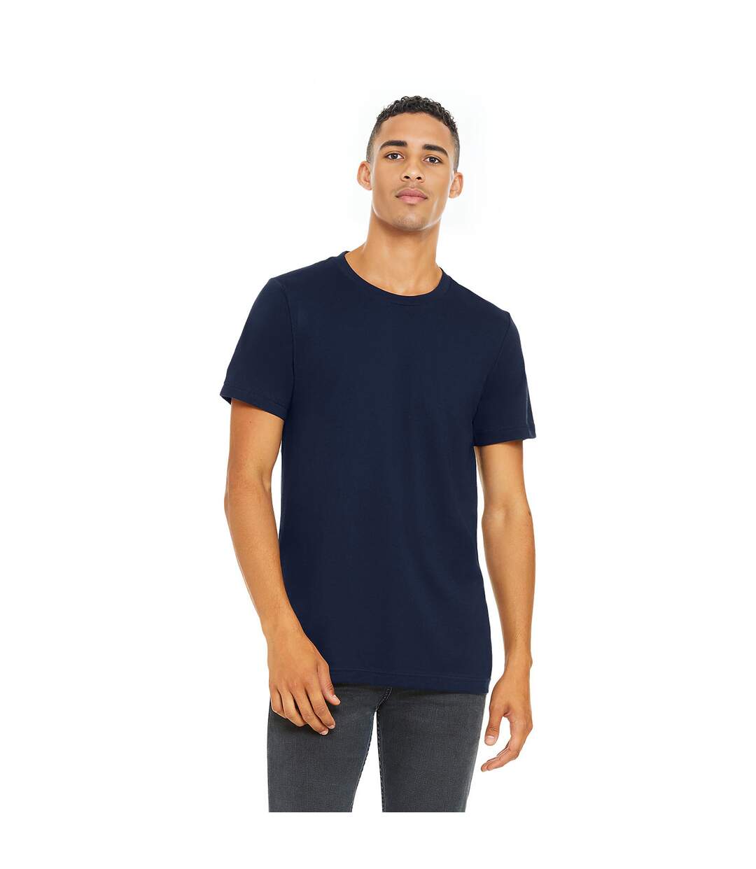 Unisex adult jersey crew neck t-shirt navy Bella + Canvas-3