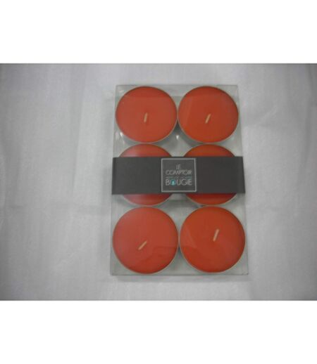 Lot de 6 bougies colorées - Diam. 5,9 cm - Orange