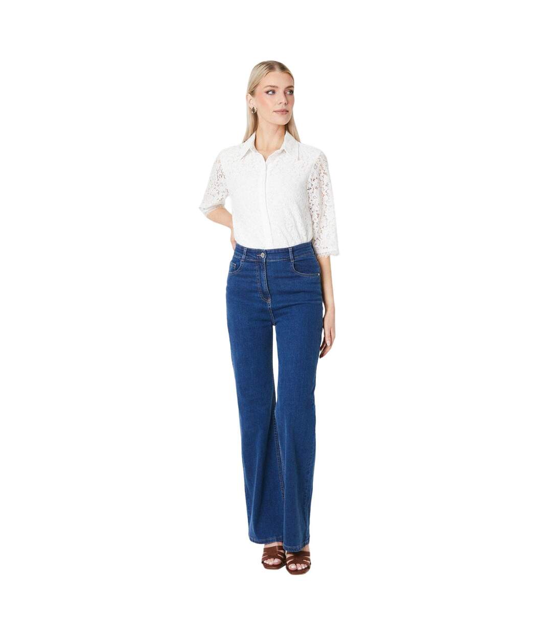 Womens/ladies wide leg jeans mid wash Principles