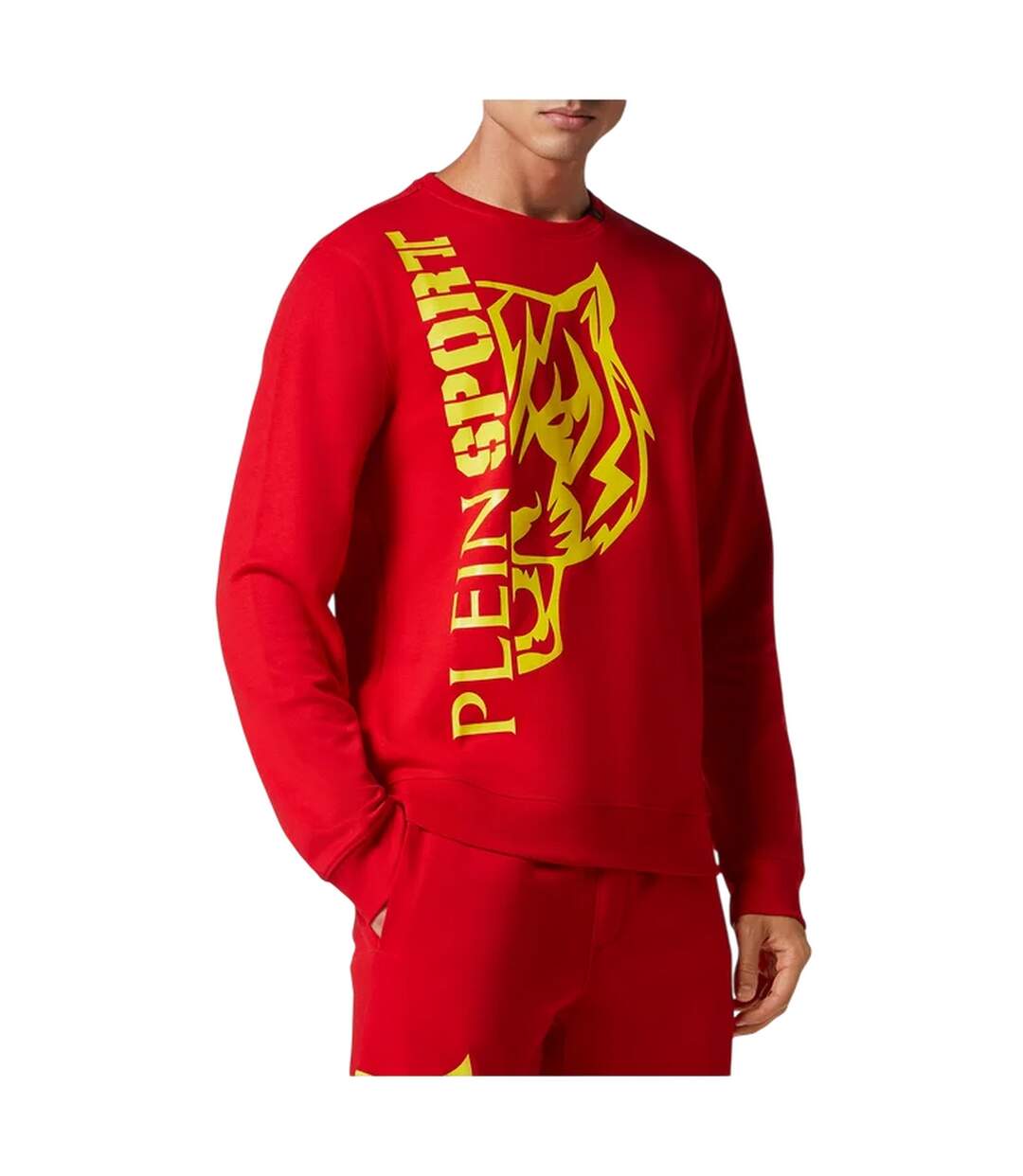 Pull Motif/style Tigre Homme Rouge Plein Sport-1