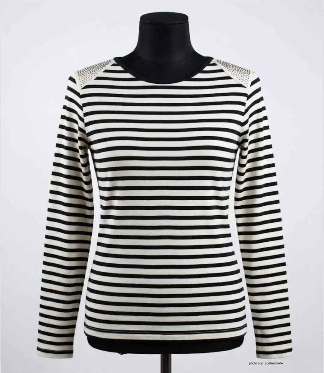 MAYFLOWER - TF190E - Tee-shirt femme manches longues rayé avec clous fantaisie-3