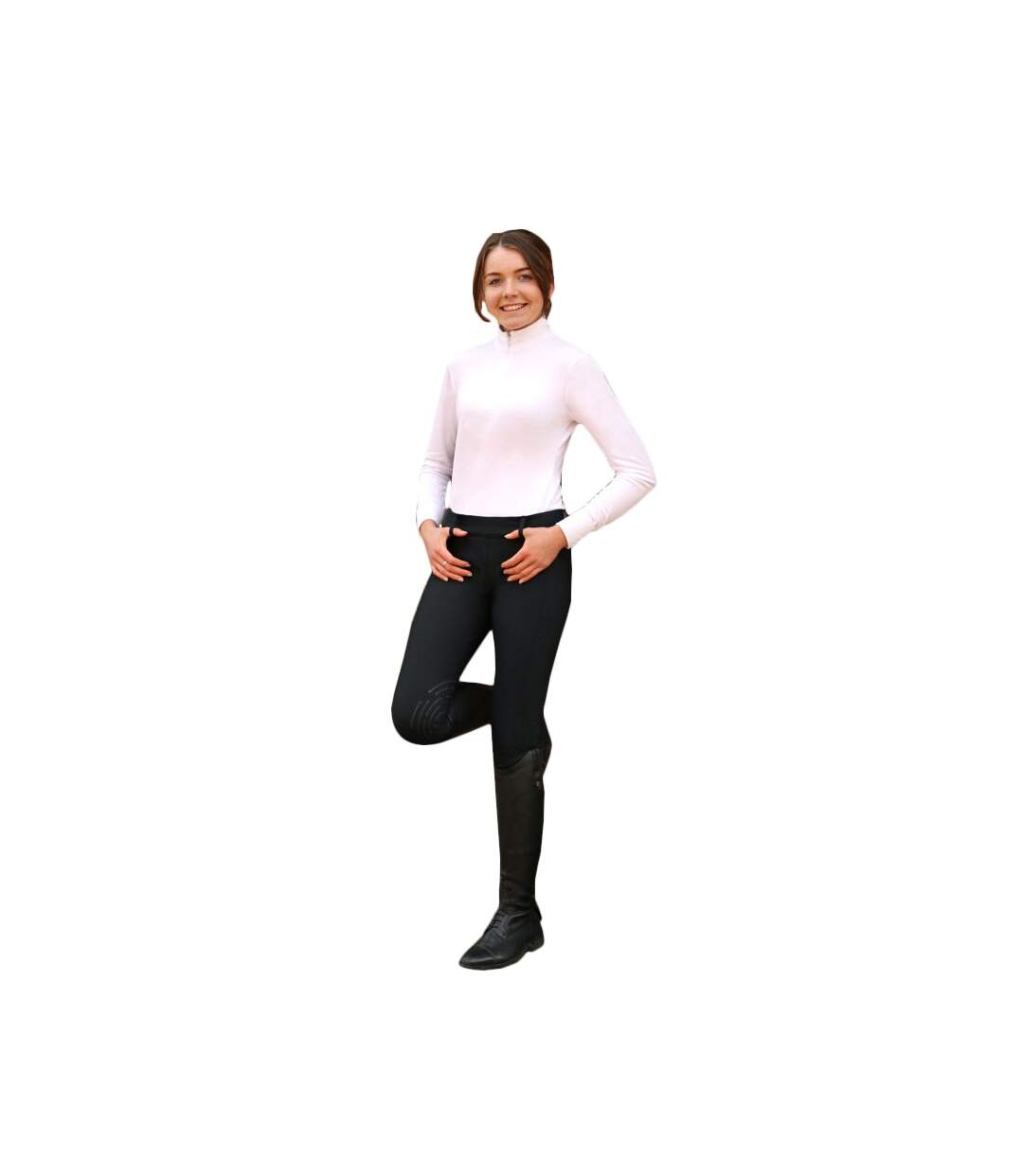 Womens/ladies Glacial Softshell Horse Riding Tights Black Hy-1