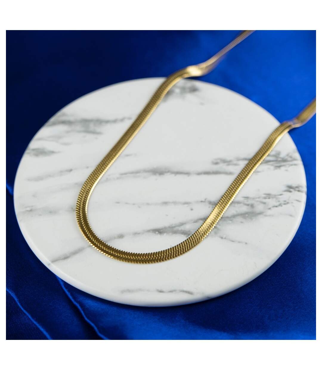 Stainless Steel Gold Cuban Link Flat Snake Gourmet Chain Layering Necklace-1
