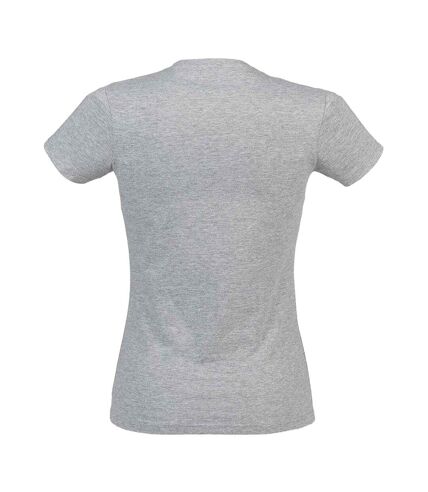 Womens/ladies feel good heather v neck t-shirt heather grey SF