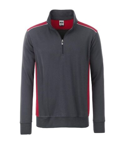 Sweat de travail demi-zip - Unisexe - JN868 - gris carbone