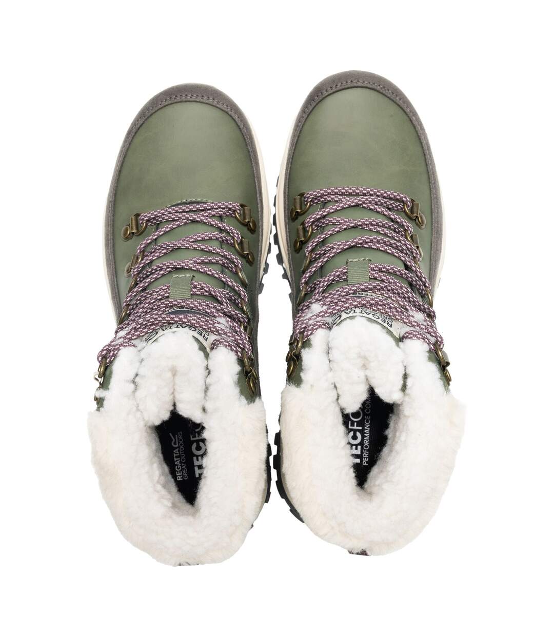 Chaussures Montantes De Marche Elbourne Femme Kaki Foncé Pourpre Regatta-4