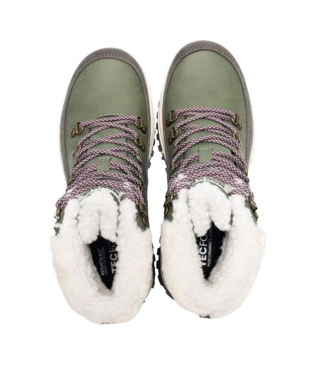 Chaussures Montantes De Marche Elbourne Femme Kaki Foncé Pourpre Regatta