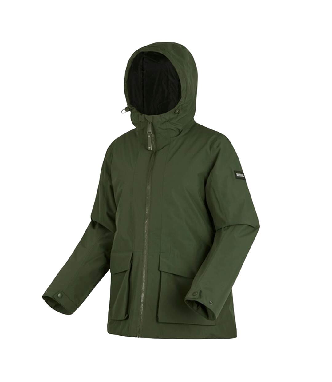 Veste Imperméable Melane Femme Kaki Foncé Noir Regatta-4