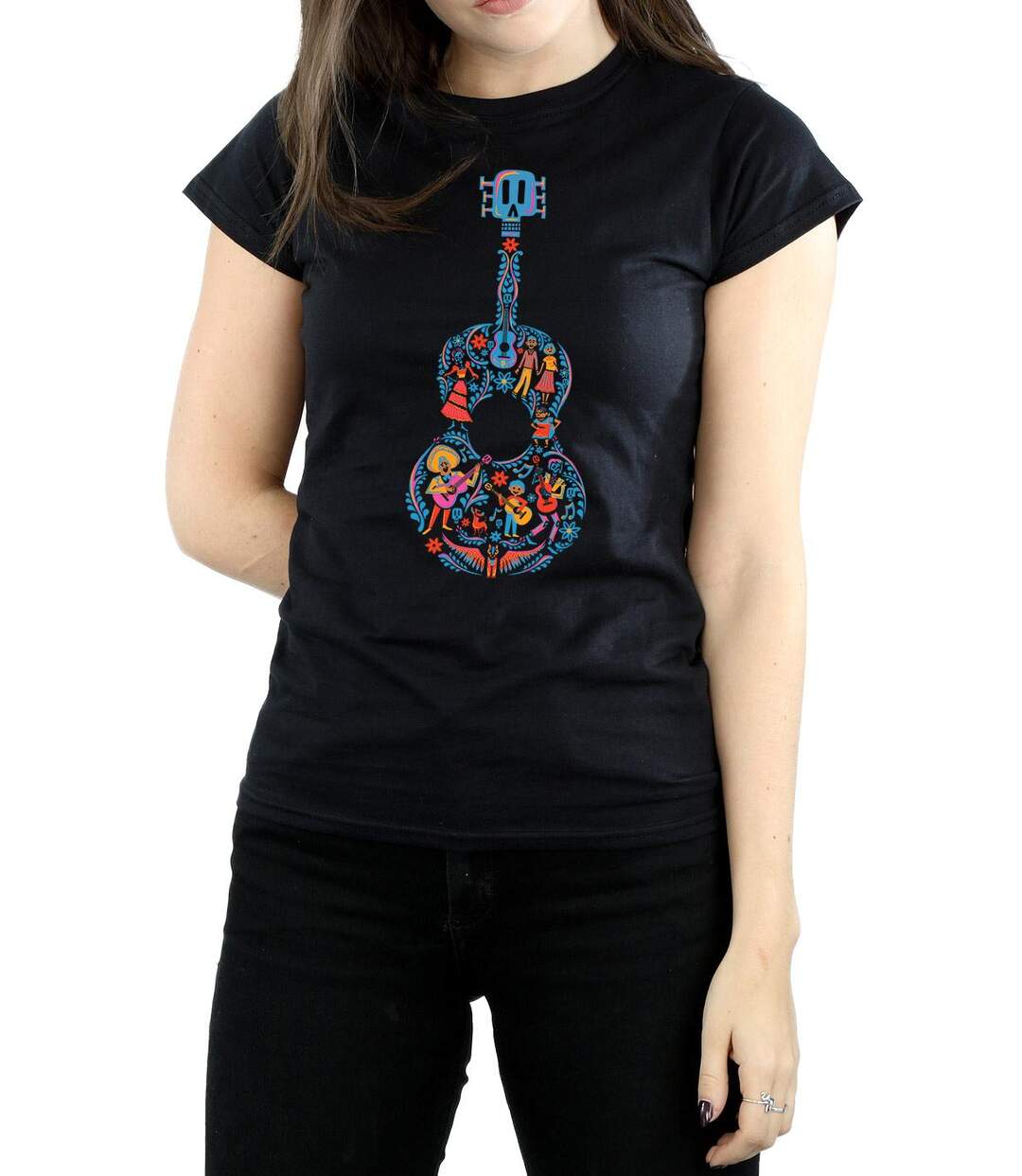 Disney - T-shirt COCO GUITAR PATTERN - Femme (Noir) - UTBI14297-3
