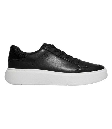 Womens/ladies Rtg Sequin Panel Leather Trainers Black FitFlop