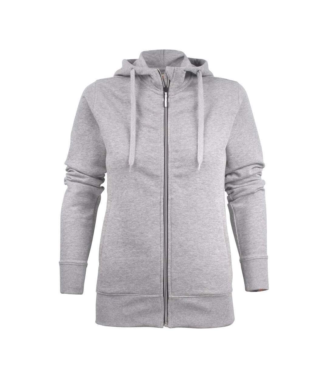 Womens/ladies Overhead Melange Full Zip Hoodie Grey Melange Printer-1