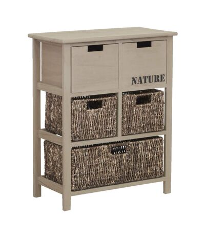 Commode en bois et maïs Nature 5 tiroirs