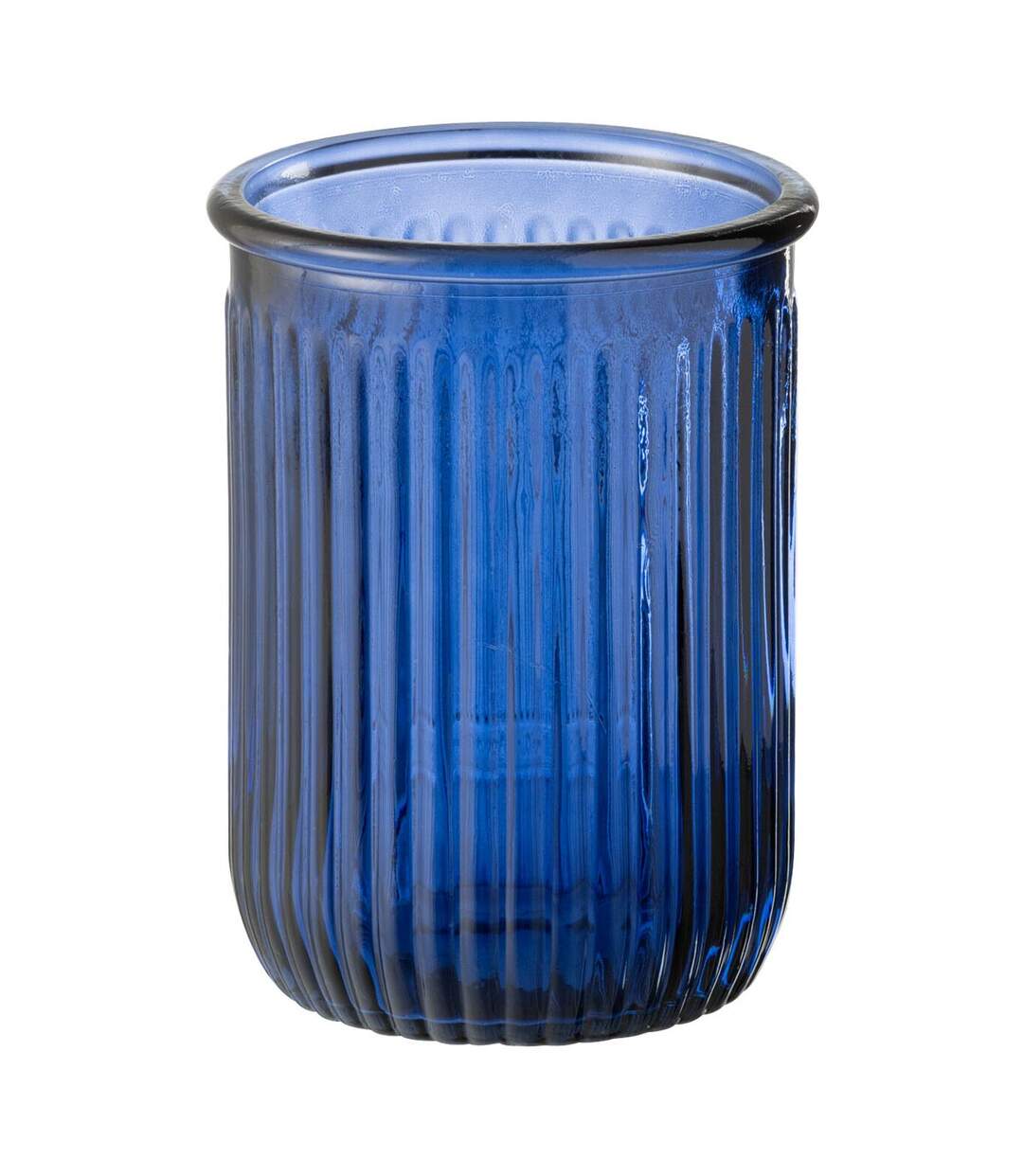 Vase Design en Verre Stripe 20cm Bleu-1