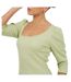 Haut Manches Bouffantes Motif/style Côtelé Femme Vert De Gris Clair Brave Soul-4