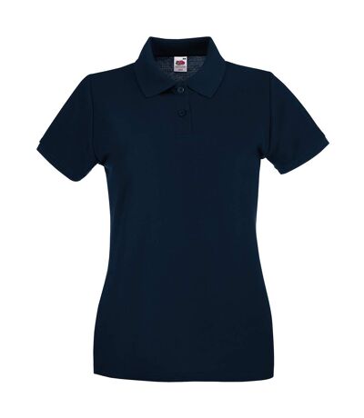 Womens/ladies premium polo shirt deep navy Fruit of the Loom