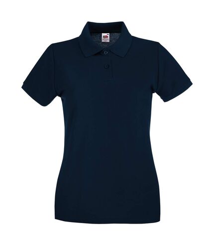 Womens/ladies premium polo shirt deep navy Fruit of the Loom