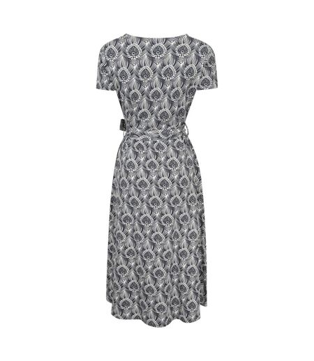 Womens/ladies Santorini Peacock Feather Midi Wrap Dress Navy Mountain Warehouse